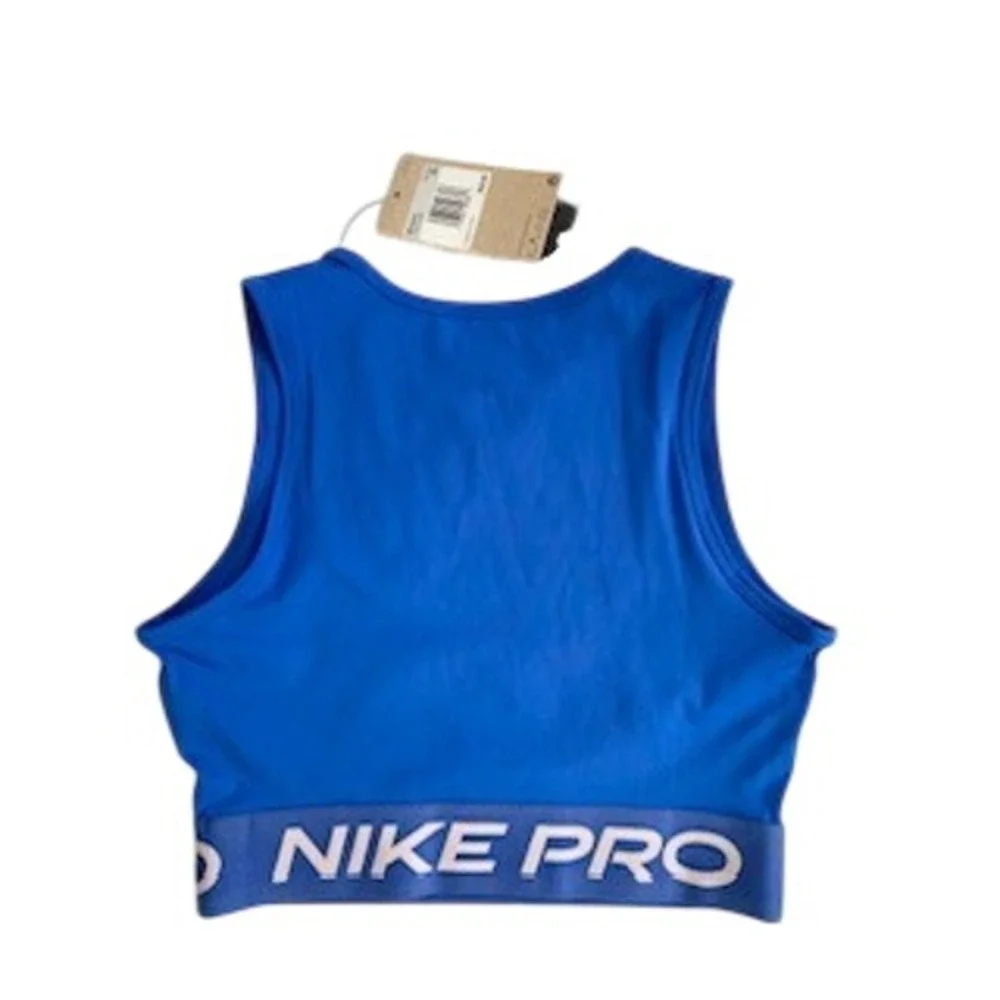 Nike Pro Dri-FIT Womens XS Blue Cropped Tank Top Training FZ3615-407 NWT
